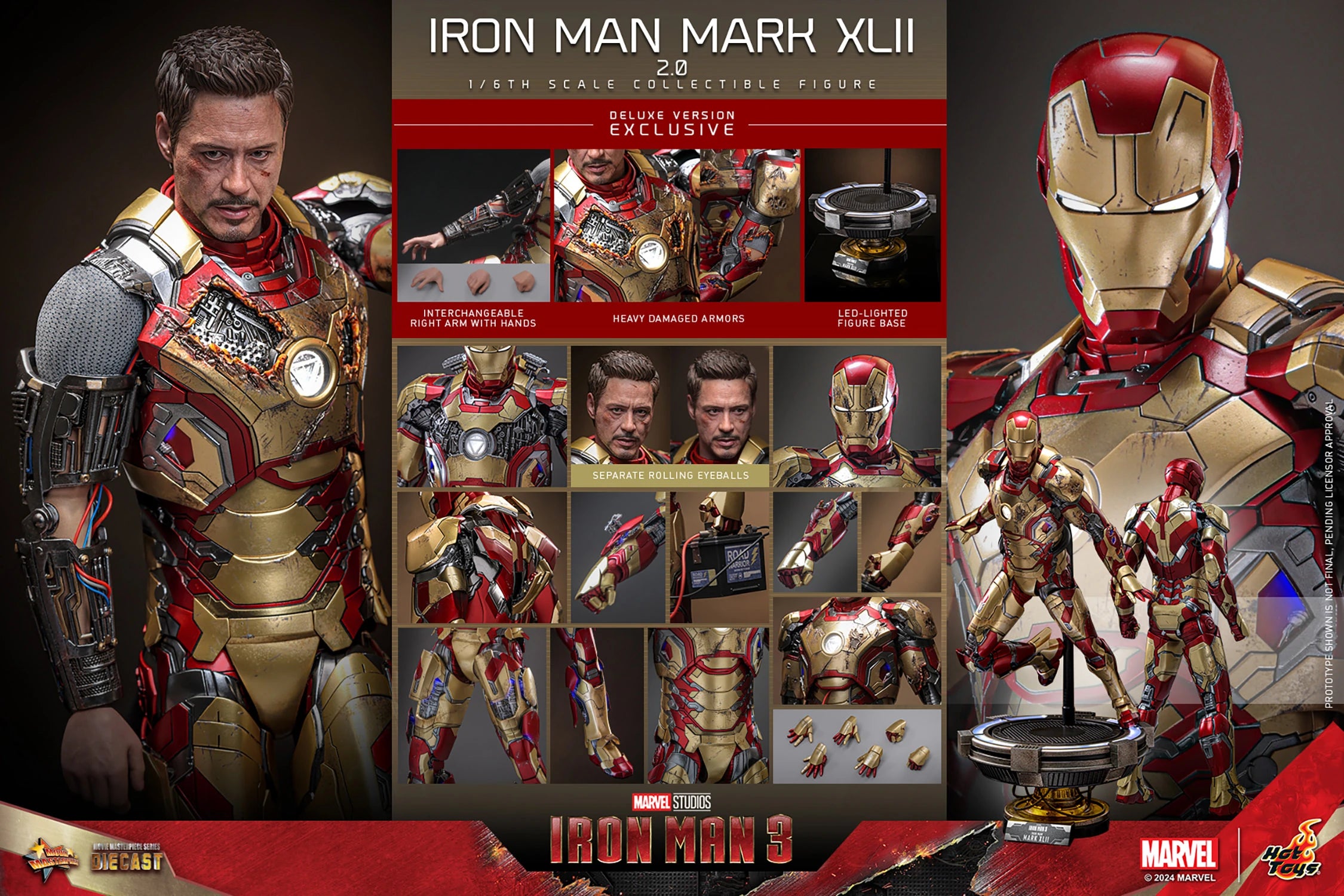 Hot Toys Iron Man 3 Iron Man Mark 42 Diecast MMS759D66 (Deluxe Edition) 1/6 Scale Action Figure Hot Toys
