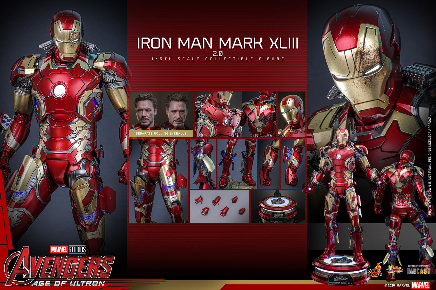 Hot Toys MMS865/6D80 Iron Man Mark Xliii 2.0 Diecast 1/6 Action Figure Hot Toys