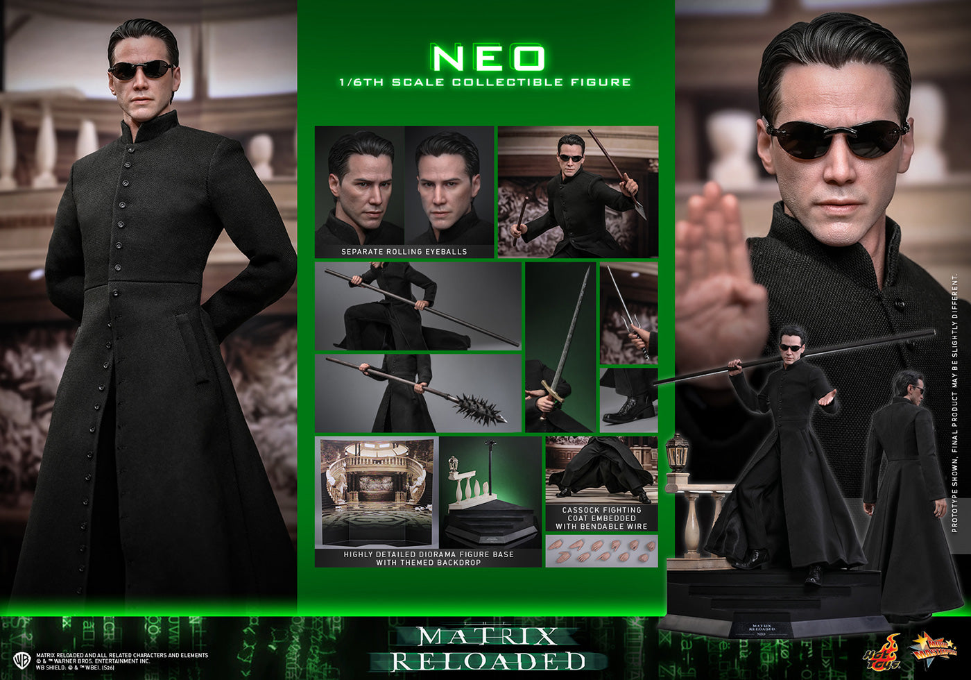 Hot Toys MMS868 Neo The Matrix Reloaded 1/6 Scale Action Figure Hot Toys