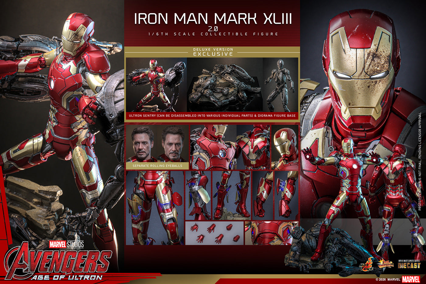 Hot Toys MMS865/6D80 Iron Man Mark Xliii 2.0 Diecast 1/6 Action Figure Hot Toys